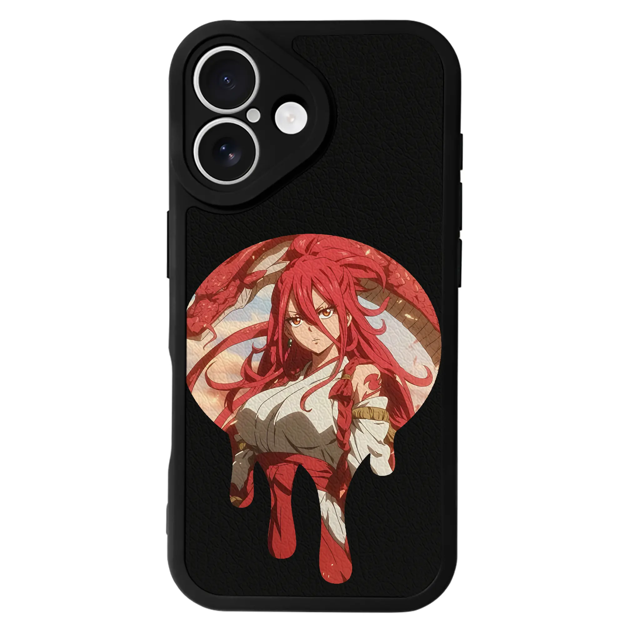 フェアリーテイル グッズ エルザ・スカーレット - IPhone 16シリーズ対応 ・ シリコンスマホケース ・ レザー調 ・ 高精度フィット ・ 耐衝撃 ・ ワイヤレス充電対応 ・ 精密カット